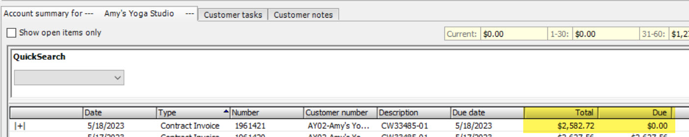 Screenshot from EA showing that the contract invoice has been completely paid and there is nothing showing as due