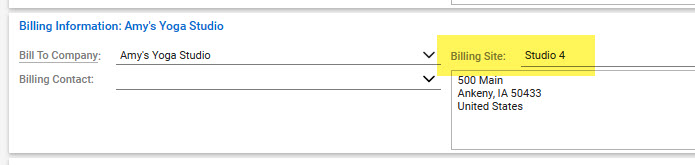 Billing Information of the CW agreement with the Billing Site highlighted