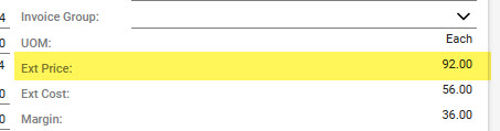 Image from ConnectWise showing the extended price for the product on the agreement