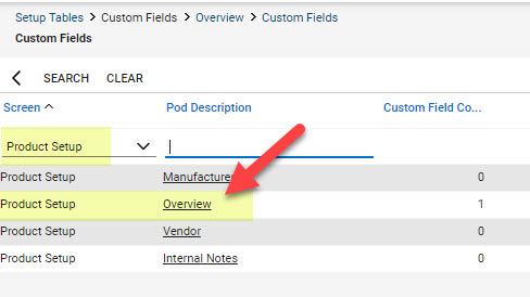 The ZCJ_ItemNumber custom field is created in the Product Setup screen under overview