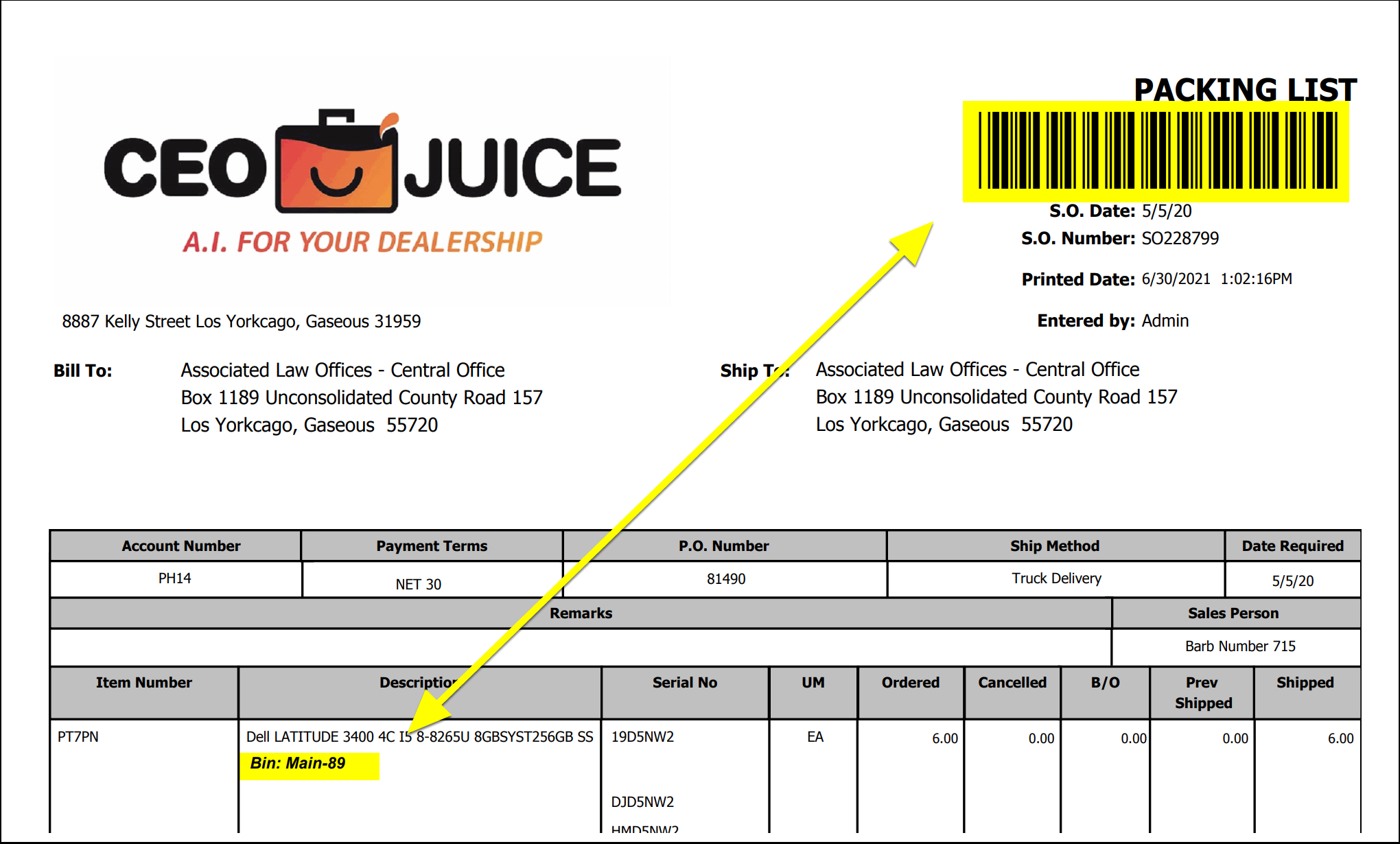 Sample deals packing list