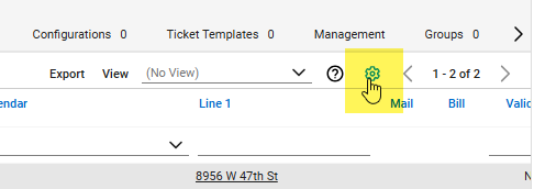 The gear icon is found in the upper right corner of the Site list, next to the help button