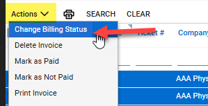 Click on the actions menu and then select Change Billing Status