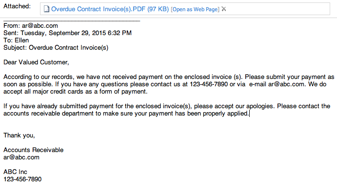 ID800 Email Past Due Invoice Overview Sample CEO Juice